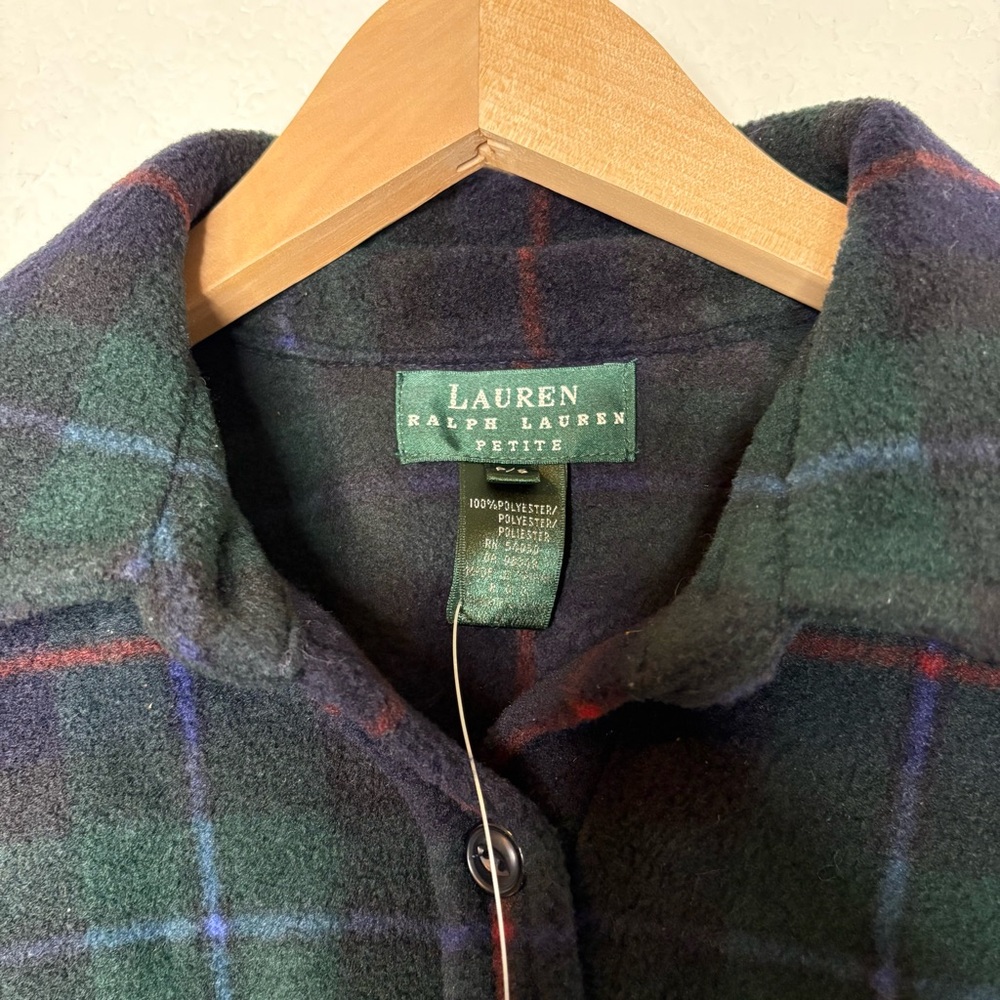 VTG LRL Plaid Fleece Shacket Shirt Jacket S petite  New - Picture 5 of 12